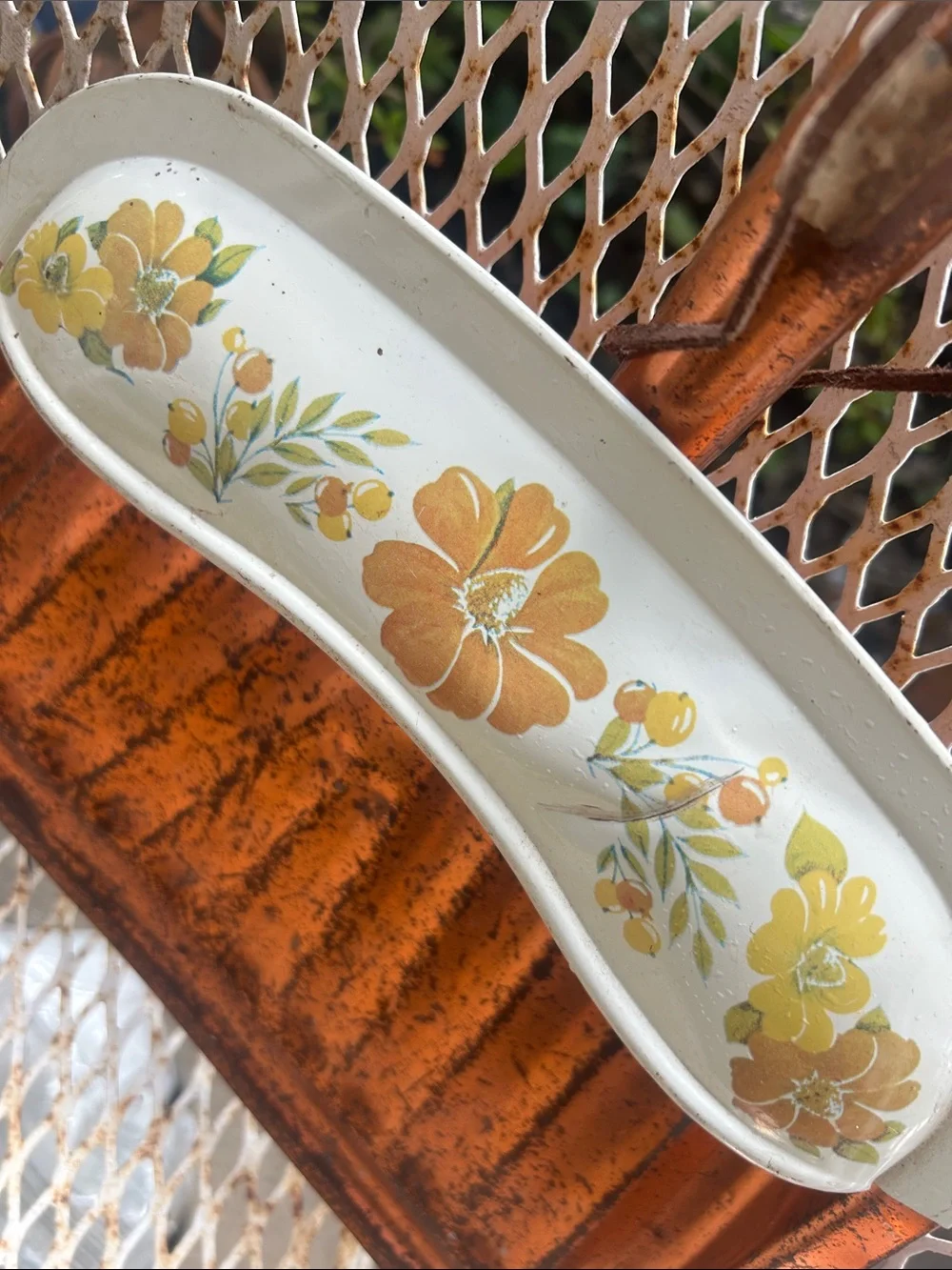 Vintage Floral Copper Dustpan